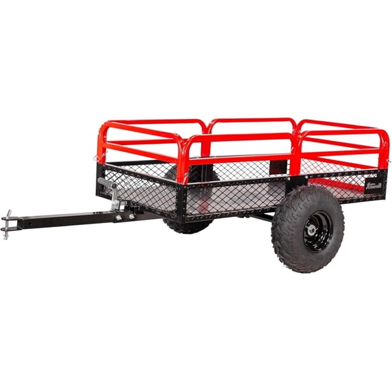 XtremepowerUS 1500lb Agricultural Field Trailer With Solid Steel Floor For Lawn/Garden Tractors, ATV's, UTV's, 15 Cubic Foot Capacity