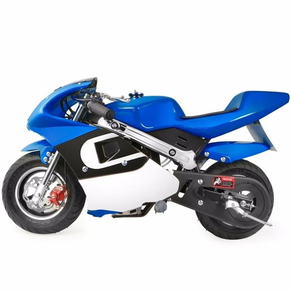 XtremepowerUS 40cc 4-Stroke Pocketbike, EPA Gas Motorbike for Kids, Dual Brake, Ride On Toy, Blue