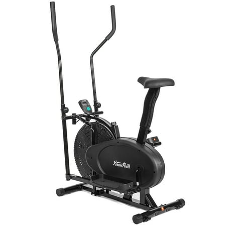 XtremepowerUS Pro-Series 2-in-1 Elliptical Fan Bike Dual-Action Cross Trainer Machine Exercise Equipment with LCD Monitor