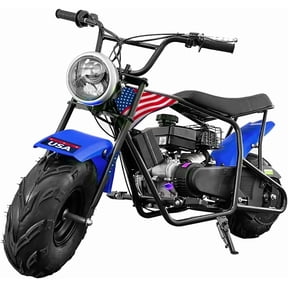 XtremepowerUS 99cc 4-Stroke Gas Mini Dirt Bike, Up to 40 MPH, Automatic Pull Start Off-Road Trail Motorcycle for Teens & Adults (Ages 13+), Hydraulic Suspension, Rear Disc Brake, 240 lb Capacity, Blu