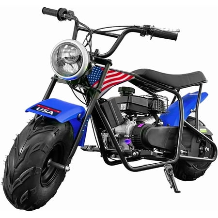 XtremepowerUS 99cc 4-Stroke Gas Mini Dirt Bike, Up to 40 MPH, Automatic Pull Start Off-Road Trail Motorcycle for Teens & Adults (Ages 13+), Hydraulic Suspension, Rear Disc Brake, 240 lb Capacity, Blu