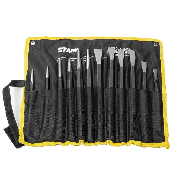 Stark Professional 12PC Punch and Chisel Set With Carrying Pouch