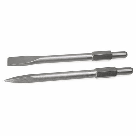 XtremepowerUS 1-1/8" Hex Shank 16" Alloy Steel Hex Point and Flat Concrete Chisels, Chisel Bits for Electric Demolition Hammers & Jack Hammers, 2PC Set