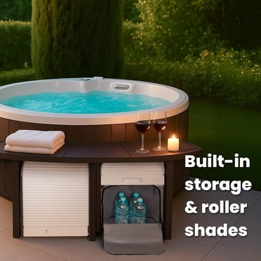XtremepowerUS 4-Piece Spa Bench Set, Brown, 2 Medium & 2 Tall Benches with Storage Bag, 400 lb Weight Capacity