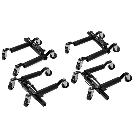 XtremepowerUS Car Wheel Dolly Set of 4, 1250 lb Hydraulic Vehicle Positioning Jack Dolly, Heavy Duty Auto Tire Skates with Foot Pedal Ratchet & Locking Casters