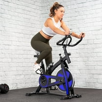 XtremepowerUS Stationary Exercise Bicycle Bike Cycling Cardio Health Workout Fitness with Bottle Holder Heart Pulse, Blue