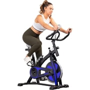 XtremepowerUS Indoor Stationary Exercise Bike, 22 lb Flywheel Cycling Cardio Bike with Heart Rate Monitor, Adjustable Resistance & 440 lb Capacity, Blue/Black