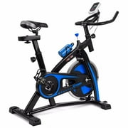 XtremepowerUS Stationary Exercise Bicycle Bike Cycling Cardio Health Workout Fitness with Bottle Holder Heart Pulse, Blue