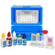 XtremepowerUS 5-Way Swimming Pool & Spa Water Test Kit, Chlorine, Bromine, pH, Acid Demand & Total Alkalinity Testing Kit with Color Chart & Case