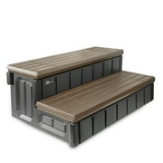 XtremepowerUS Hot Tub Steps With Storage, Spa Step, 36" Length, Camper/Deck Steps, Anti-Slip Brown