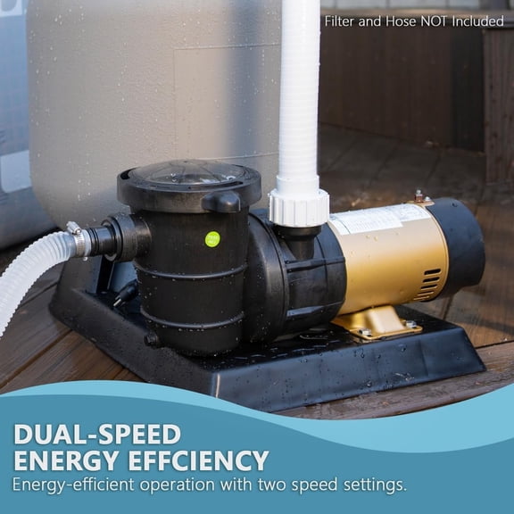 XtremepowerUS 1.5 HP Above-Ground Swimming Pool Pump, 115V 2-Speed High-Flow Motor, 4,980 GPH Water Flow, 40 ft Max Lift, Energy-Efficient Quiet Operation