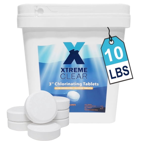 XtremepowerUS XtremeClear 3" Stabilized Chlorine Tablets for Swimming Pool, Slow Dissolving, 10 lbs