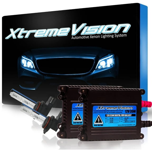 Xtremevision 35W DC Xenon Bundle with Slim Ballast 1 Pair and 9012 8000K - 8K Medium Blue Xenon Bulbs 1 Pair