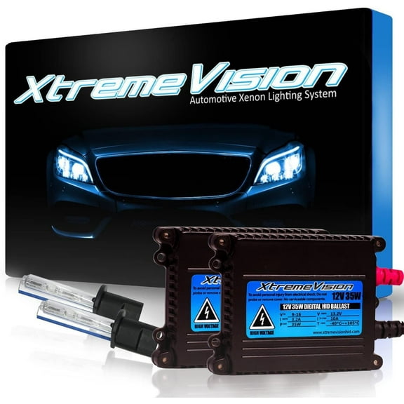 Xtremevision 35W DC Xenon Bundle with Slim Ballast 1 Pair and H1 5000K - 5K Bright White Xenon Bulb 1 Pair