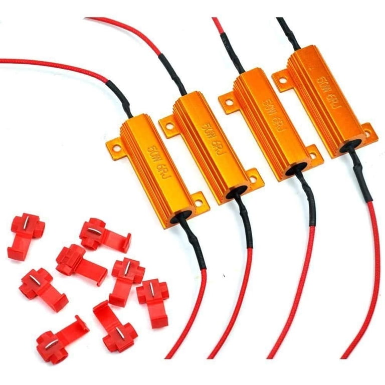 2 Resistori Di Carico LED 50W 8Ohm Con Connettori A T – Per Fix Hyper Flash E Codice Errore Su Auto – Twidec RX24