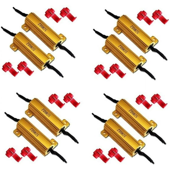 Xtremevision 50W 6Ohm LED Load Resistors for LED Turn Signal Lights or LED License Plate Lights Fix Hyper Flash, Warning Cancellor - 4 Pairs