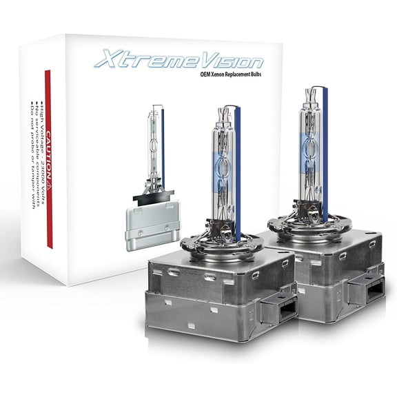 Xtremevision AC HID Xenon Replacement Bulbs - D1S / D1R / D1C - 10000K Dark Blue 1 Pair Metal Base