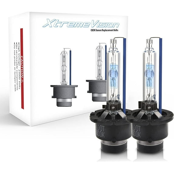Xtremevision AC HID Xenon Replacement Bulbs - D4S / D4R / D4C - 6000K Light Blue 1 Pair Metal Bracket