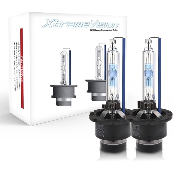 Xtremevision AC HID Xenon Replacement Bulbs - D4S / D4R / D4C - 6000K Light Blue 1 Pair Metal Bracket