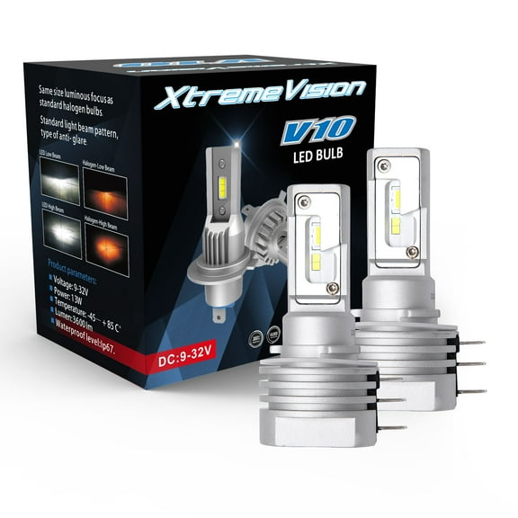 Xtremevision H15 LED Headlight Bulbs - 6000 Lumens High & Low Beam - Non-Polar, Anti-Radio Interference, Canbus Compatible