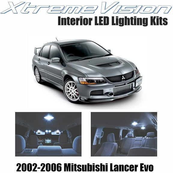 Xtremevision Interior LED for Mitsubishi Lancer Evolution 2002-2006 4 Pieces Cool White Interior LED Kit + Installation Tool