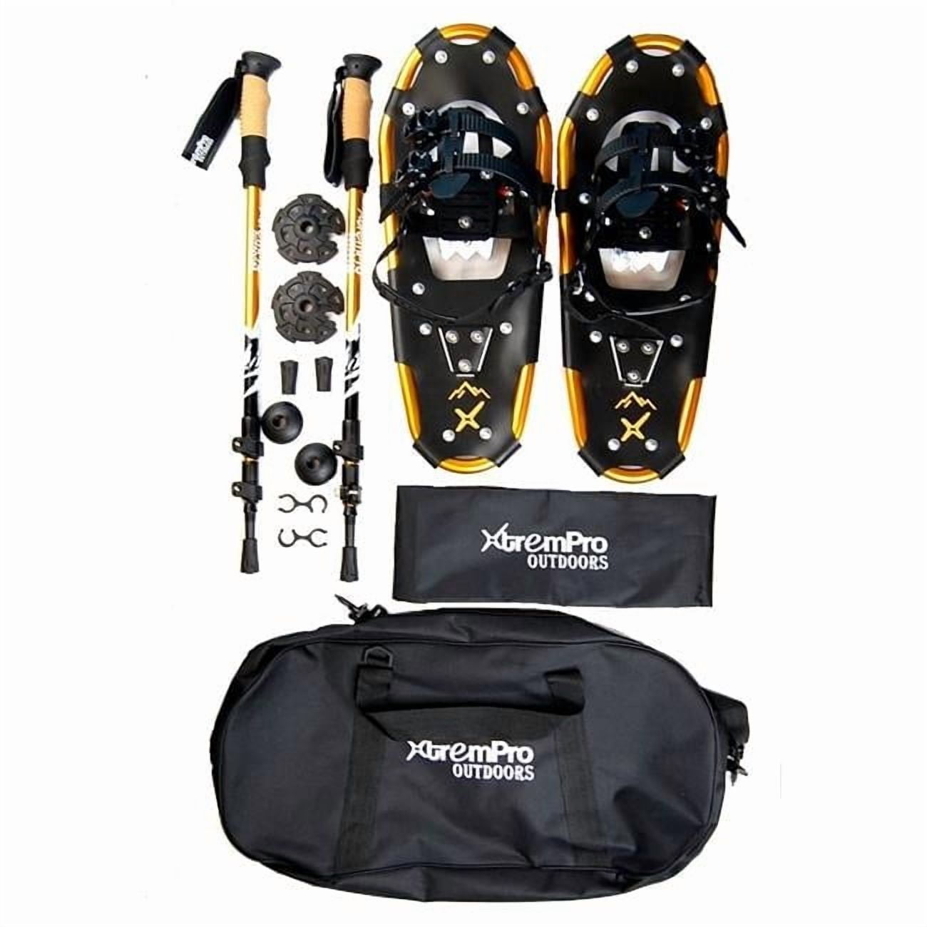 Xtrempro SSTKB-30GD 30 in. Snowshoes Backpacking Trail Lightweight Aluminum 7075 & Hiking Trekking Pole Stick Set, Metallic Gold