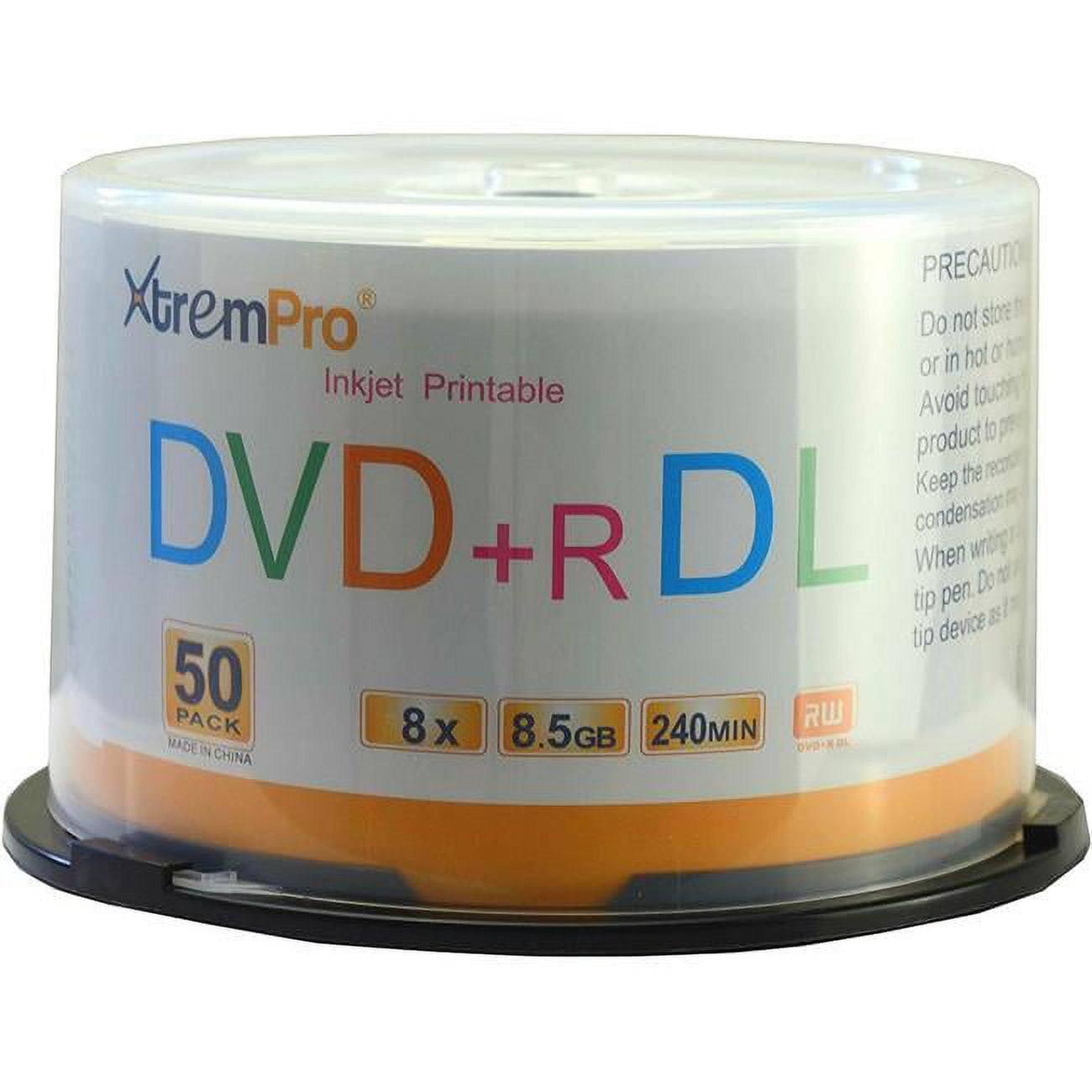 Xtrempro DVD-R DL 8X 8.5GB 240 Min Recordable with White Inkjet ...