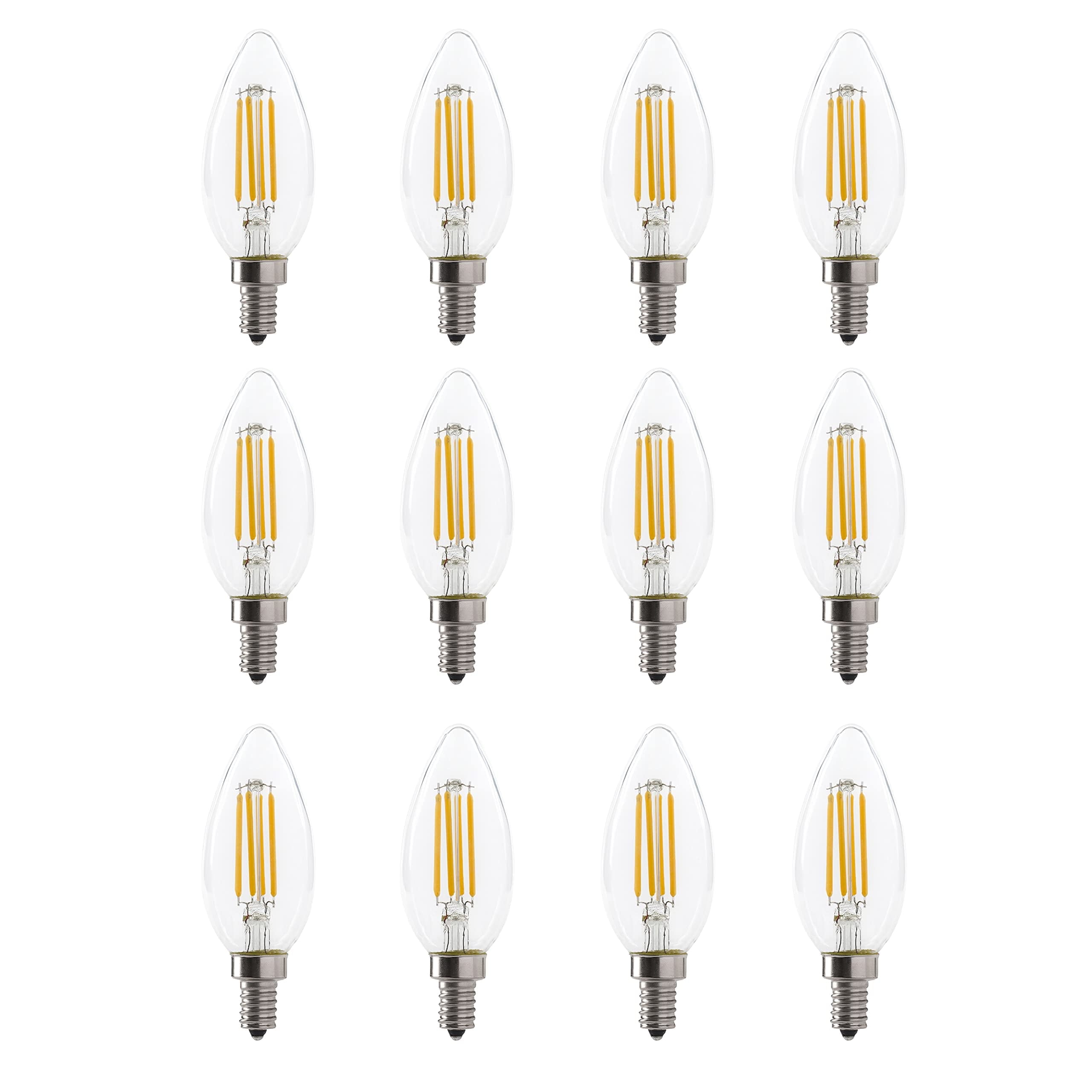 Xtricity B11 LED Filament Chandelier Light Bulbs, 3.5W (40W Eqv), Dimmable, E12 Candelabra (12 Pack)