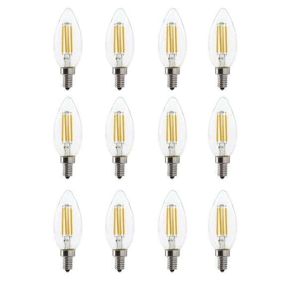 Xtricity B11 LED Filament Chandelier Light Bulbs, 3.5W (40W Eqv), Dimmable, E12 Candelabra (12 Pack)