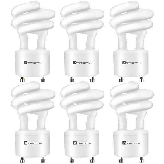 Xtricity CFL GU24 Light Bulb, 2-Prong T2 Spiral 13W, 120V, 900lm, 2700K, UL listed