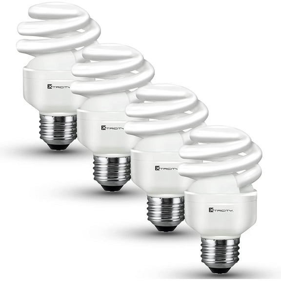 Xtricity Compact Fluorescent Light Bulb T2 Spiral, E26 Base, 4100k Cool White, 9W, (4 Pack)