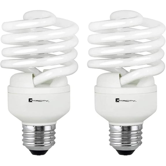 Xtricity Compact Fluorescent Light Bulbs T2 Spiral CFL, 4100k Cool White, 23W, E26 Base, UL Listed