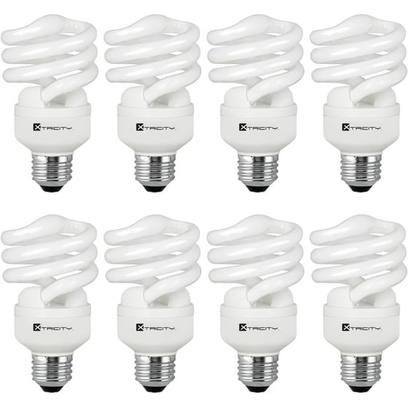 Xtricity Fluorescent Light Bulbs T2 Spiral CFL, 4100k Cool White, 13W, E26 Base, UL Listed