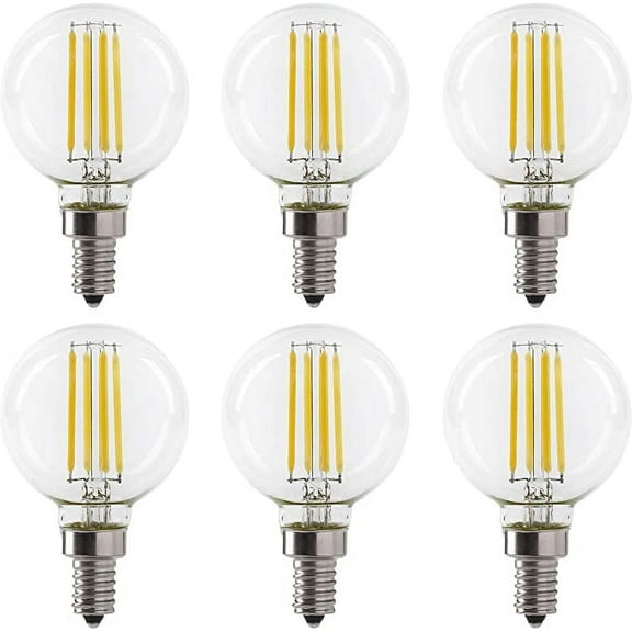 Xtricity G16.5 LED Clear Globe Filament Light Bulb, 5.5W (50W Eqv), E12 Candelabra, 3000K (6 Pack)