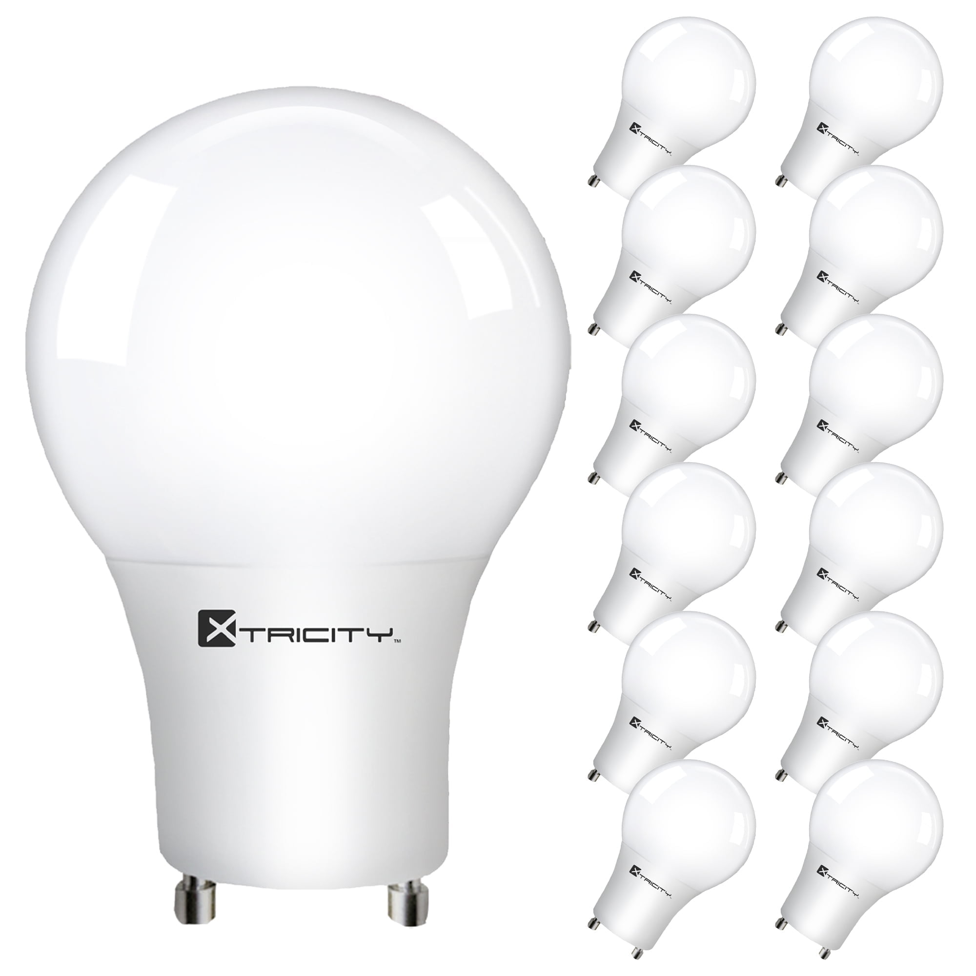Xtricity LED A19 Light Bulb GU24 Plug-in Base, 10W (60W Eqv) 120V, 3000K, Dimmable (12 Pack)