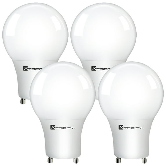 Xtricity LED A19 Light Bulb GU24 Plug-in Base, 10W (60W Eqv) 120V, 3000K, Dimmable (4 Pack)
