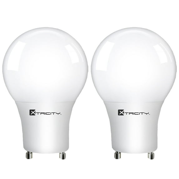 Xtricity LED A19 Light Bulb GU24 Plug-in Base, 2 Prong, 10W (60W Eqv) 120V, 3000K, Dimmable (2 Pack)