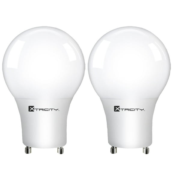 Xtricity LED A19 Light Bulb GU24 Plug-in Base, 2 Prong, 10W (60W Eqv) 120V, 3000K, Dimmable (2 Pack)