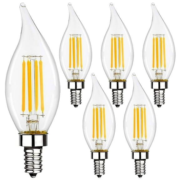 Xtricity LED Flame Tip Clear Filament Chandelier Light Bulb, E12 Candelabra , 5.5W(60W Eqv), 3000K
