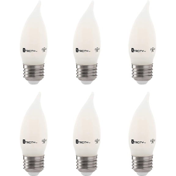 Xtricity LED Frosted Filament Chandelier Light Bulb, 6W(60W Eqv), 3000K Soft White