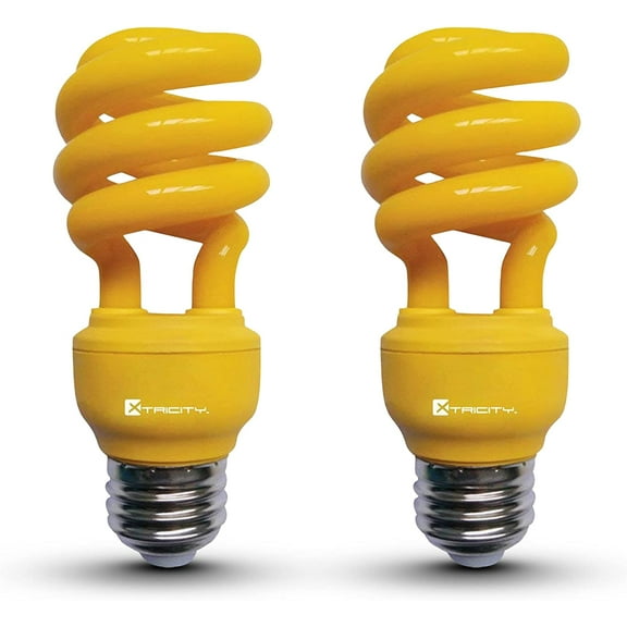 Xtricity T2 Spiral CFL Yellow Color Light Bulb, 13W (60W Eqv), E26 Base, 120V (2 Pack)