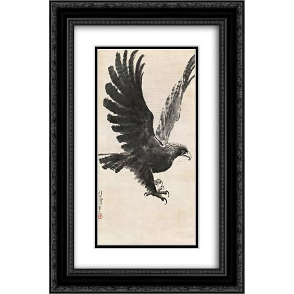 Xu Beihong 2x Matted 16x24 Black Ornate Framed Art Print 'An Eagle'