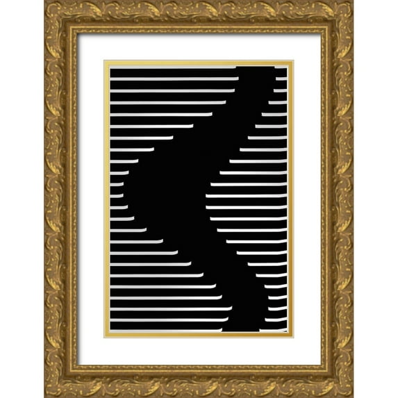 Xu, Mei 11x14 Gold Ornate Wood Framed with Double Matting Museum Art Print Titled - Lines And Curves