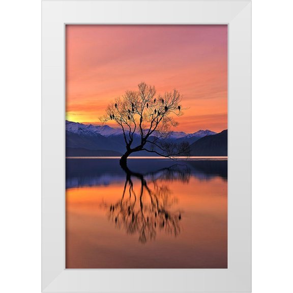 Xu, Mei 11x14 White Modern Wood Framed Museum Art Print Titled - Lone Tree Is Not Lonely