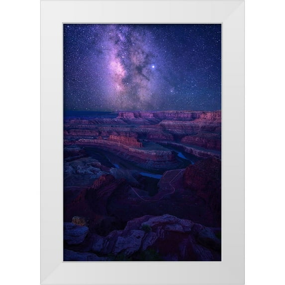 Xu, Mei 13x18 White Modern Wood Framed Museum Art Print Titled - Milky Way Over Dead Horse Point
