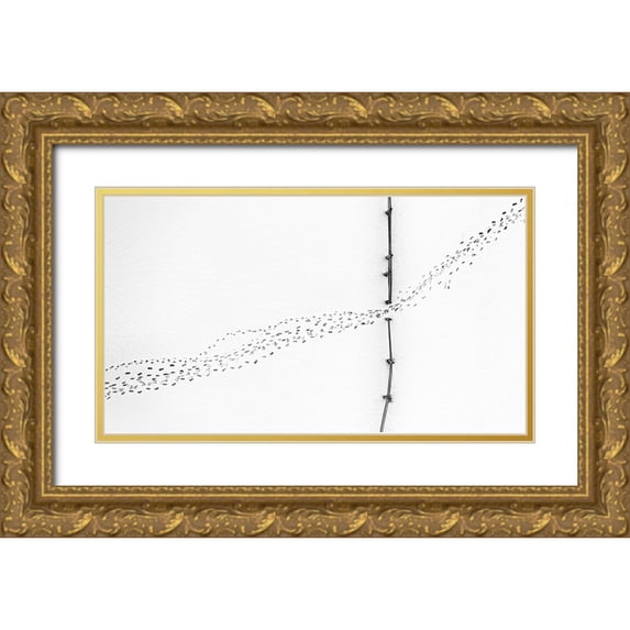 Xu, Mei 32x20 Gold Ornate Wood Framed with Double Matting Museum Art Print Titled - Entrance/Exit