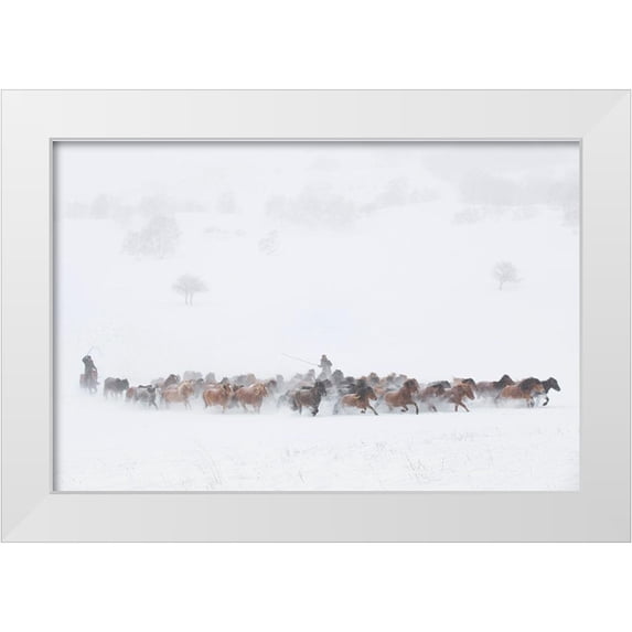 Xu, Tony 14x11 White Modern Wood Framed Museum Art Print Titled - Winter Pastures