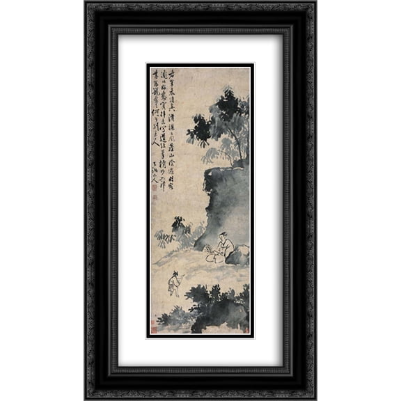 Xu Wei 2x Matted 14x24 Black Ornate Framed Art Print 'Wang Xizhi Catching The Goose'