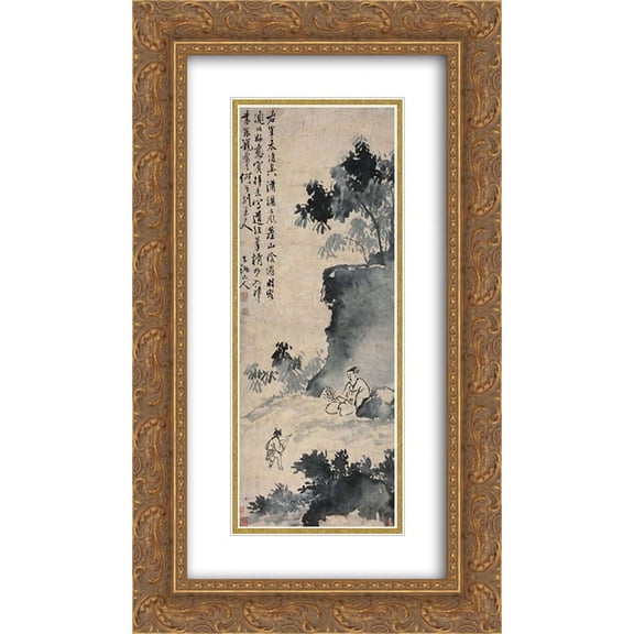 Xu Wei 2x Matted 14x24 Gold Ornate Framed Art Print 'Wang Xizhi Catching The Goose'