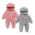 thumbnail image 1 of XuJwPNcy 2 Pack Baby Newborn Rompers Outfit Fleece Snowsuit Fall Winter Clothes Boys Girls Hooded Jumpsuit for Infant, 1 of 7
